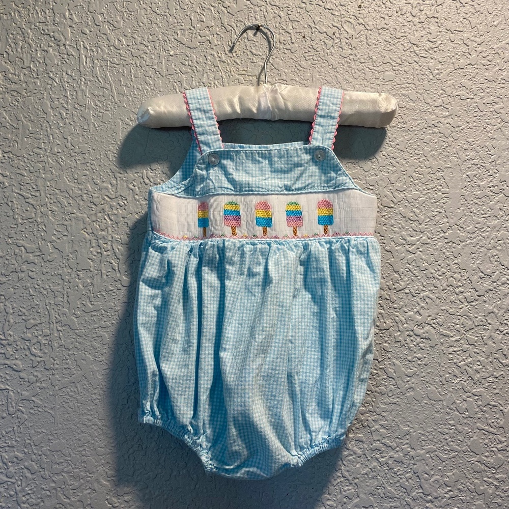 Anavini Popsicle Smocked Bubble - 12 Month